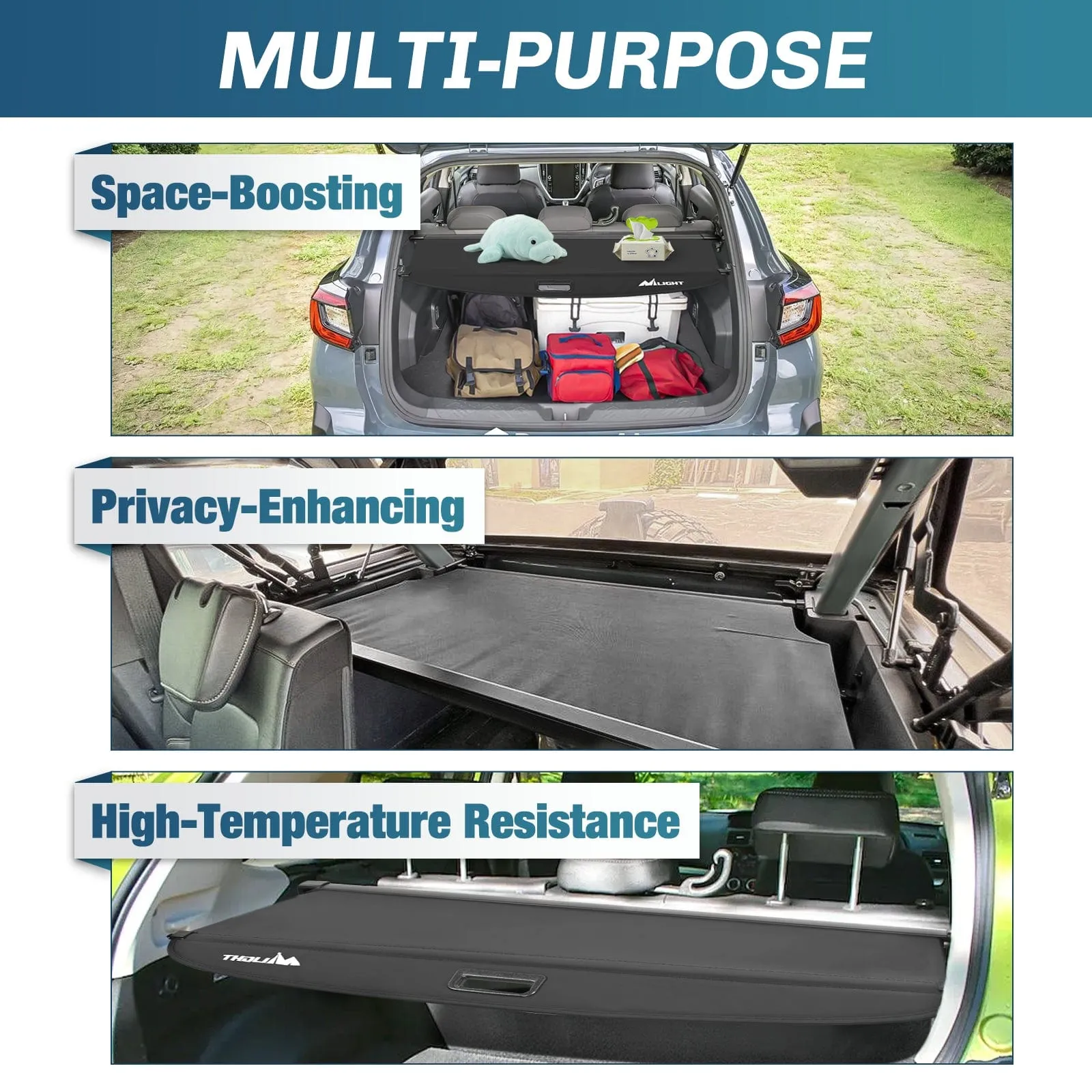 2018-2024 Subaru Crosstrek Impreza Retractable Trunk Cargo Cover With Trunk Storage Net