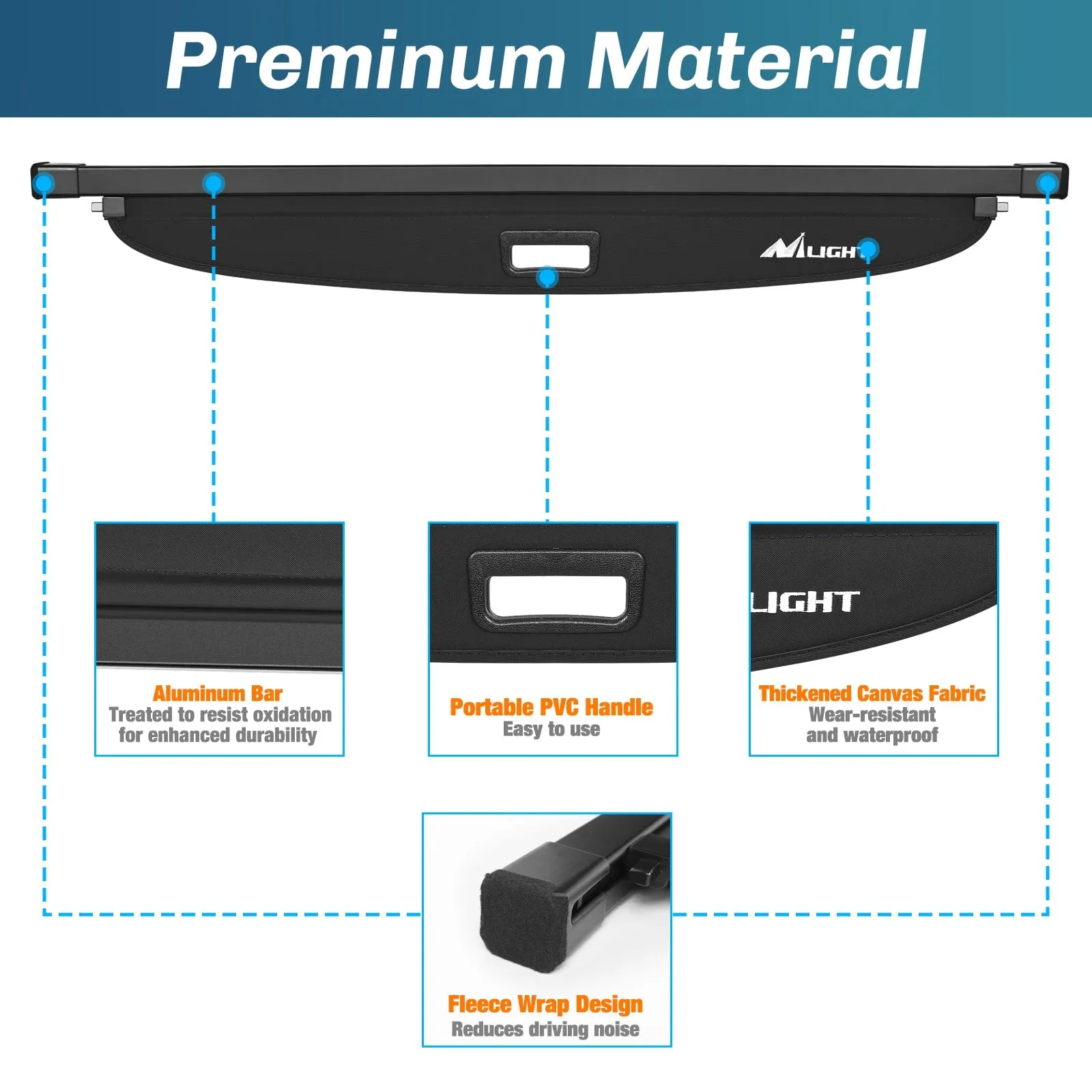 2018-2024 Subaru Crosstrek Impreza Retractable Trunk Cargo Cover With Trunk Storage Net