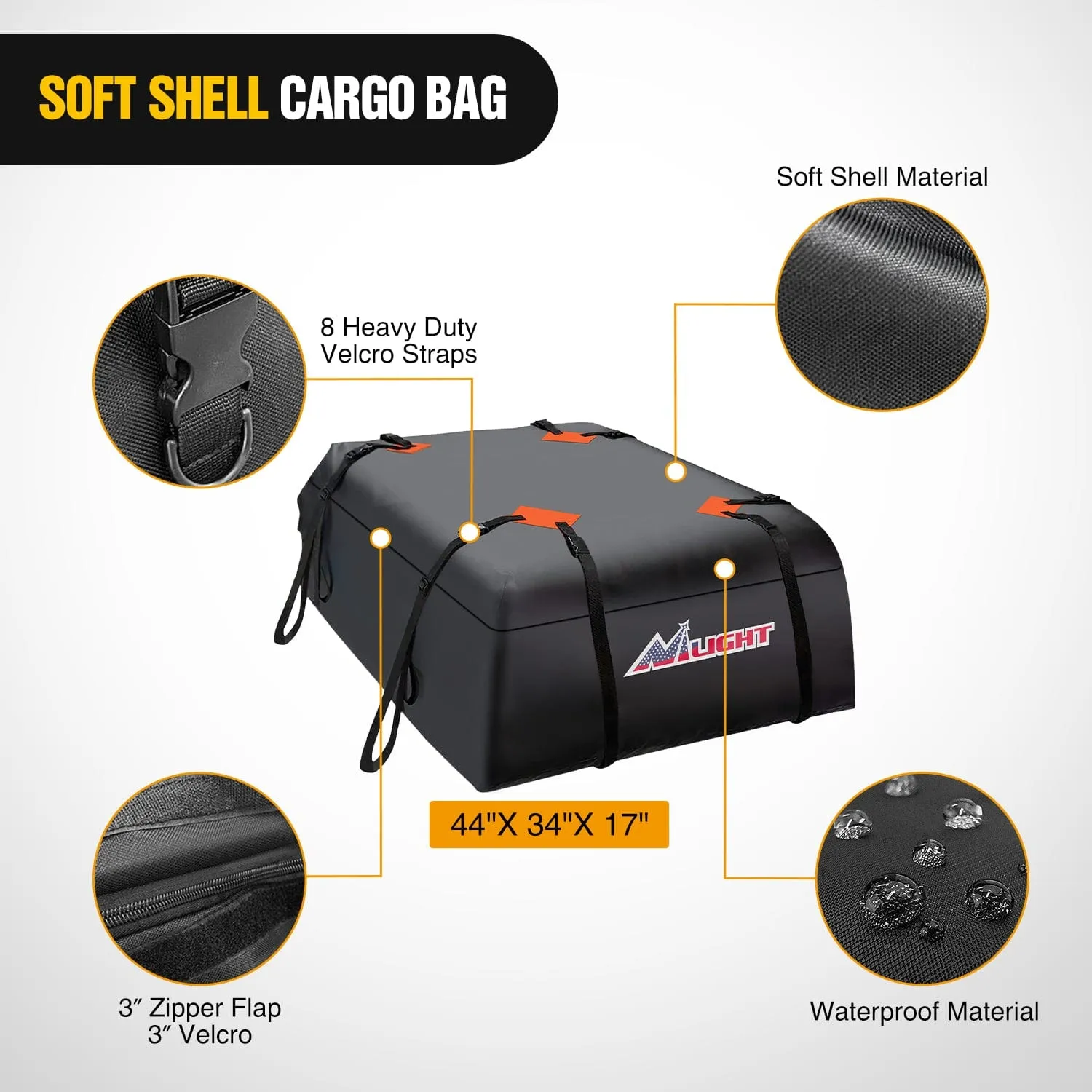 51 x 36 x 5 Inch Universal Roof Rack Cargo Basket Kit with Cargo Bag  Net Ratchet Straps
