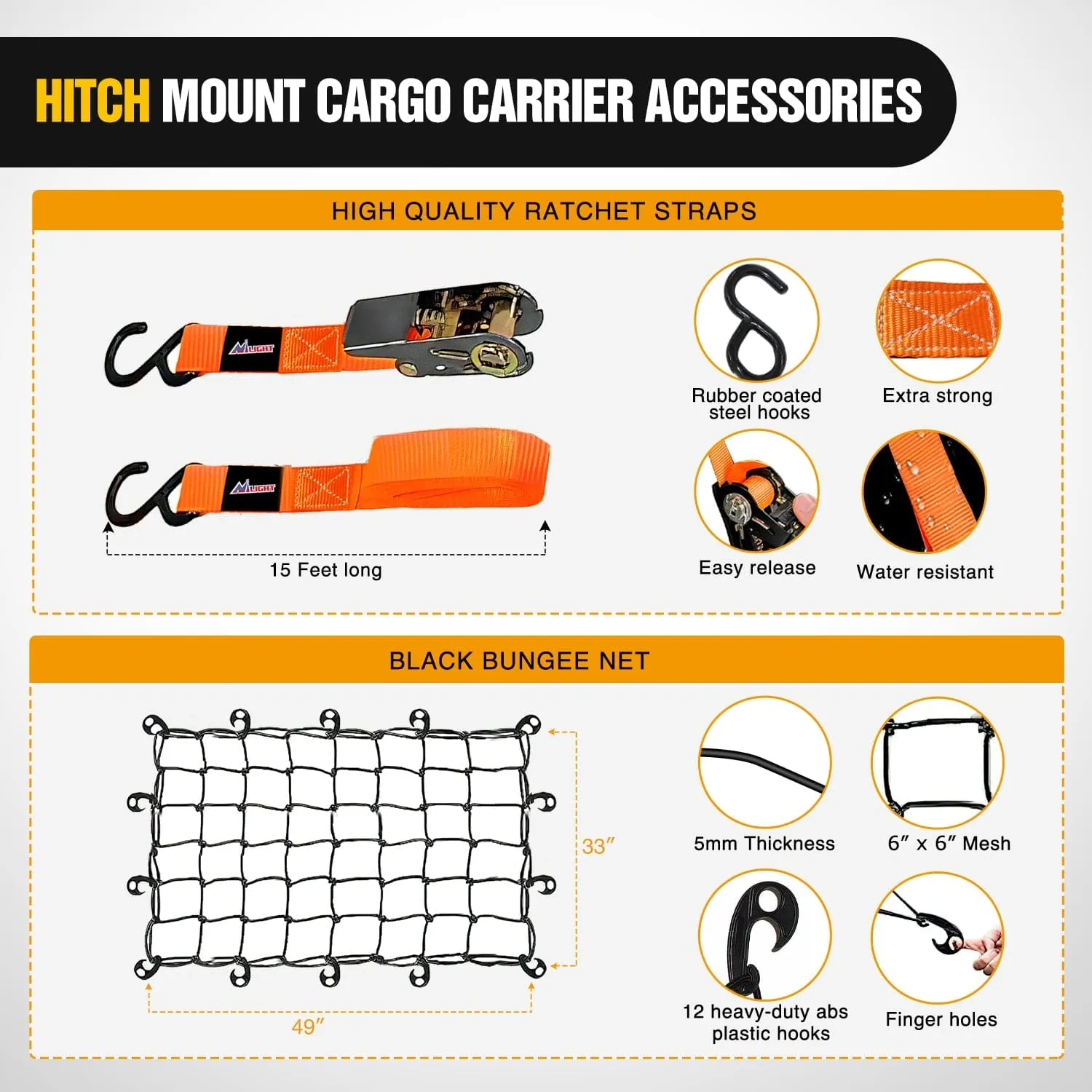 51 x 36 x 5 Inch Universal Roof Rack Cargo Basket Kit with Cargo Bag  Net Ratchet Straps