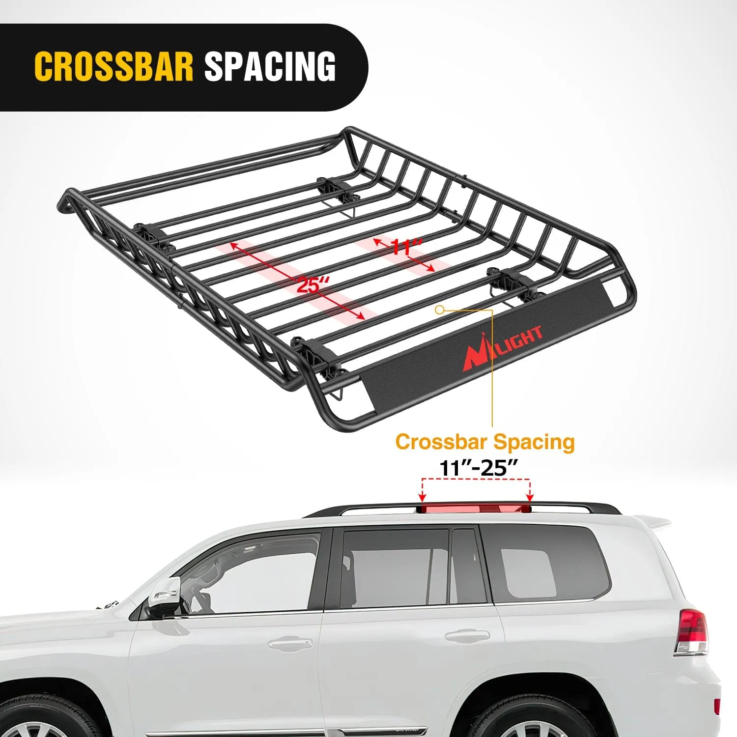 51 x 36 x 5 Inch Universal Roof Rack Cargo Basket Kit with Cargo Bag  Net Ratchet Straps