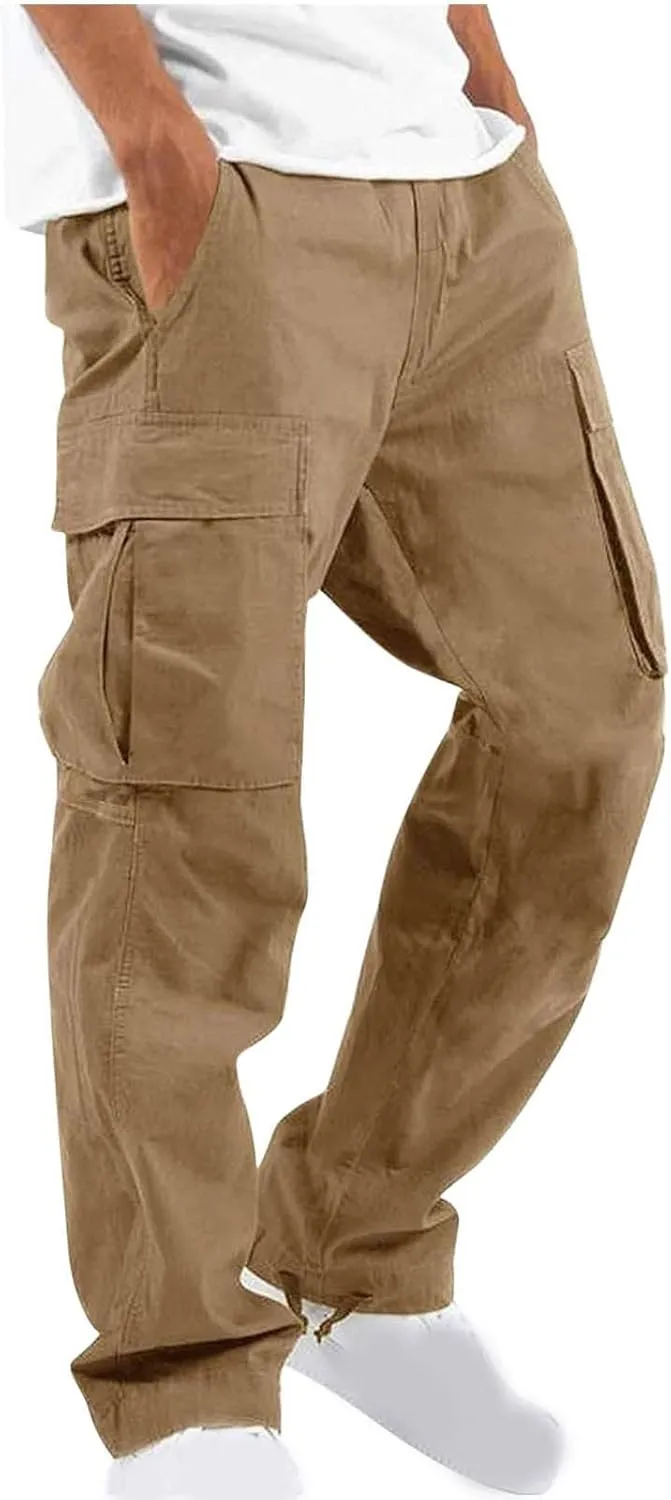 Anjikang Cargo Pants for Men Plus Size Casual Work Hiking Pants Baggy Tactical Workout Joggers Sweatpants with Multi Pockets