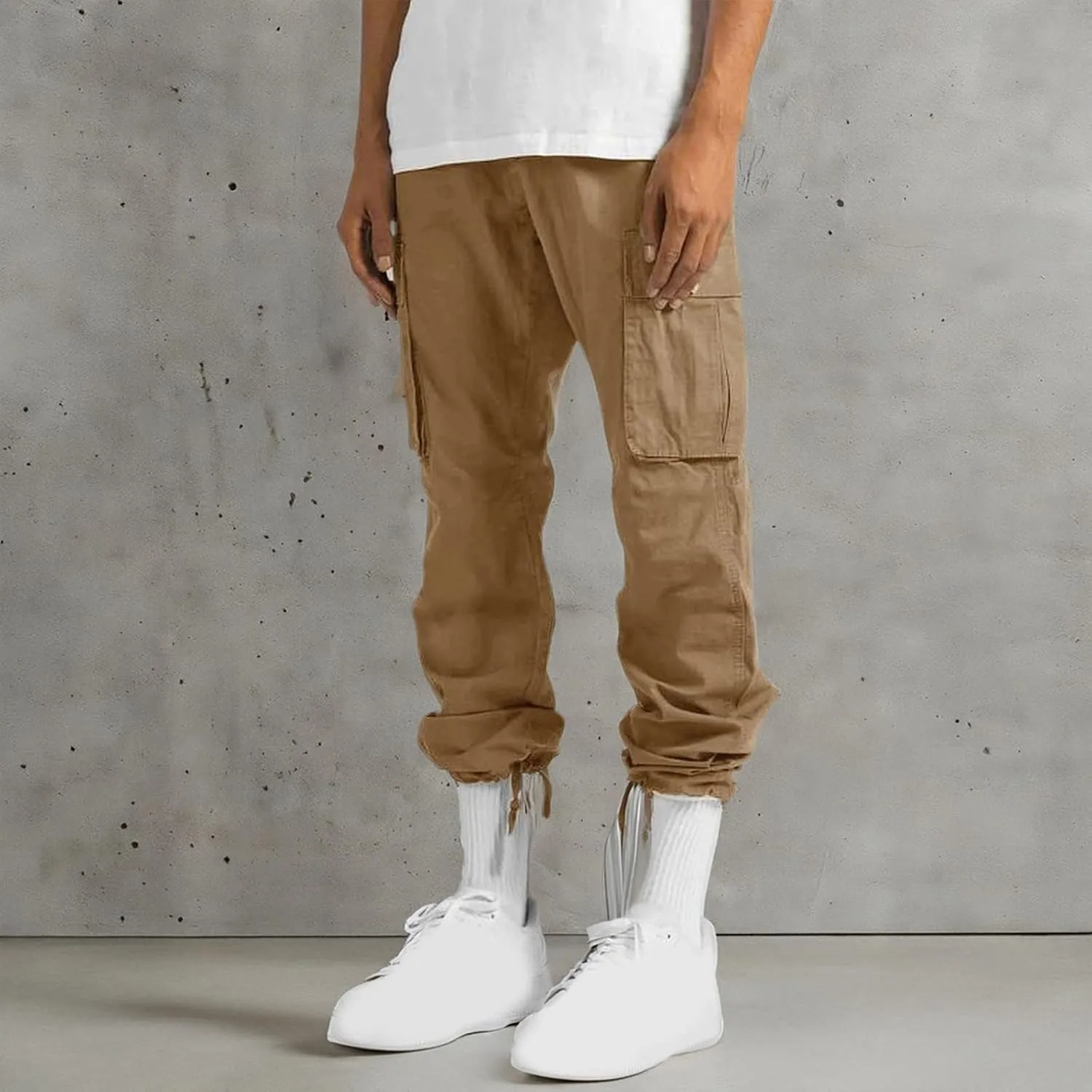 Anjikang Cargo Pants for Men Plus Size Casual Work Hiking Pants Baggy Tactical Workout Joggers Sweatpants with Multi Pockets