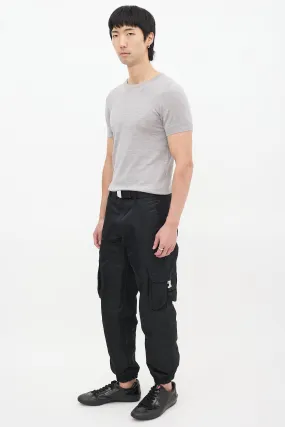 Black Nylon Buckled Cargo Jogger