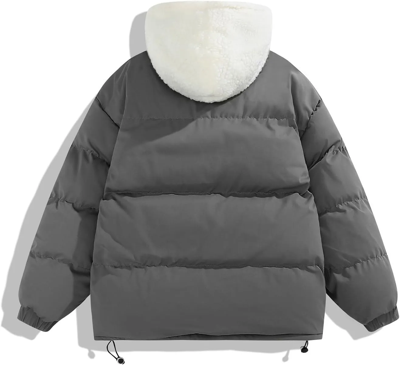 Cambkatl Men's Winter Hooded Puffer Coat Thicken Sherpa Fleece Patchwork Down Puffer Jacket Windproof Insulated Outerwear
