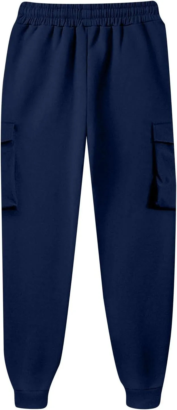 Cargo Joggers for Women Fleece Sweatpants Baggy Elastic High Waisted Jogger Pants Athletic Track Pants with Pockets