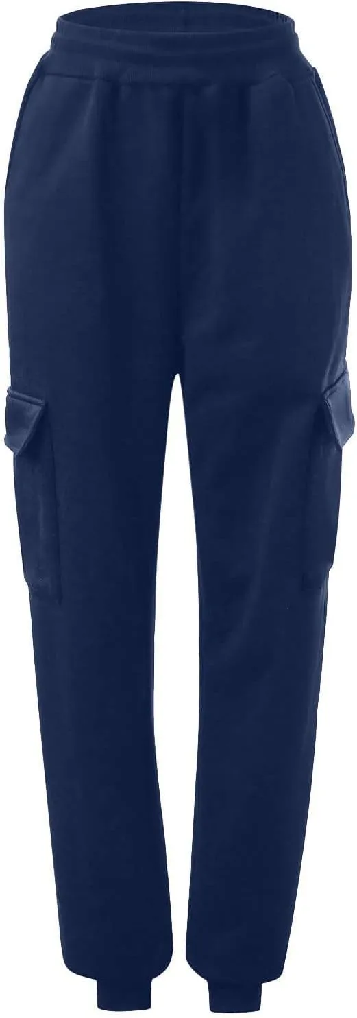 Cargo Joggers for Women Fleece Sweatpants Baggy Elastic High Waisted Jogger Pants Athletic Track Pants with Pockets