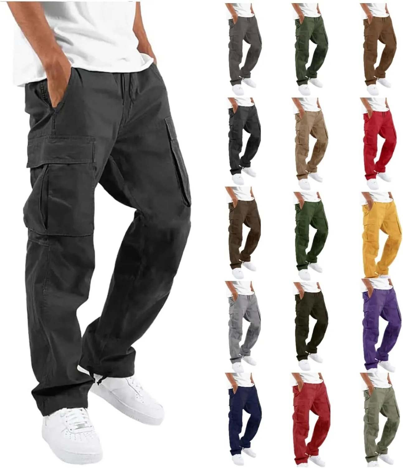 Cargo Pants for Men Lightweight Casual Sweatpants with Multi Pockets Durable Work Pant Construction Tactical Trousers