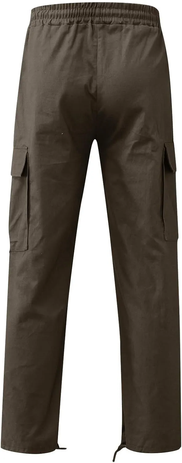 Cargo Sweatpants Men Gym Sweats Pants Casual Baggy Hiking Pants Drawstring Workout Joggers with Multi Pockets