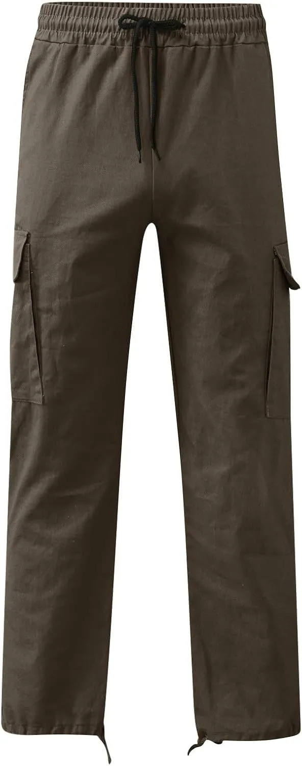 Cargo Sweatpants Men Gym Sweats Pants Casual Baggy Hiking Pants Drawstring Workout Joggers with Multi Pockets