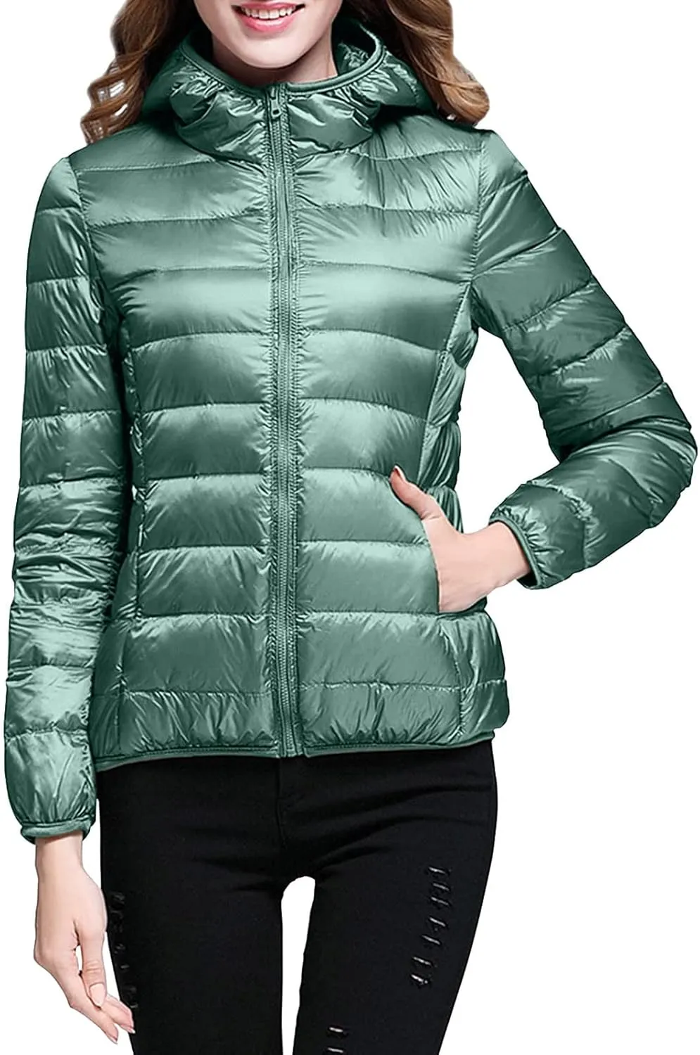 cooki Puffer Jacket Womens Winter Coats for Women 2024 Lightweight Packable Down Jacket Warm Hooded Quilted Puffer Coat