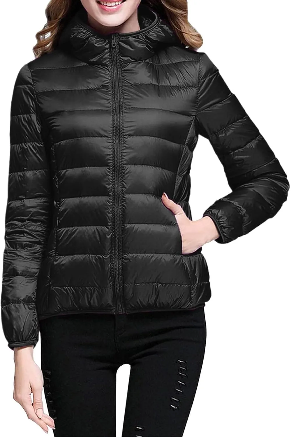 cooki Puffer Jacket Womens Winter Coats for Women 2024 Lightweight Packable Down Jacket Warm Hooded Quilted Puffer Coat