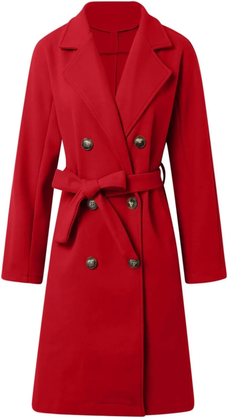 Jackets for Women Long Sleeve Double-Breasted Solid Color Lapel Jacket Open Front Oversized Loose Fit Blazer Coats