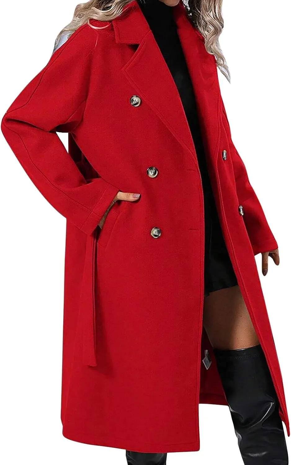 Jackets for Women Long Sleeve Double-Breasted Solid Color Lapel Jacket Open Front Oversized Loose Fit Blazer Coats