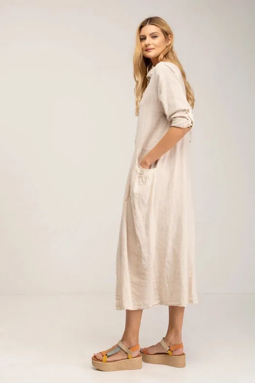 Linen maxi shirt dress