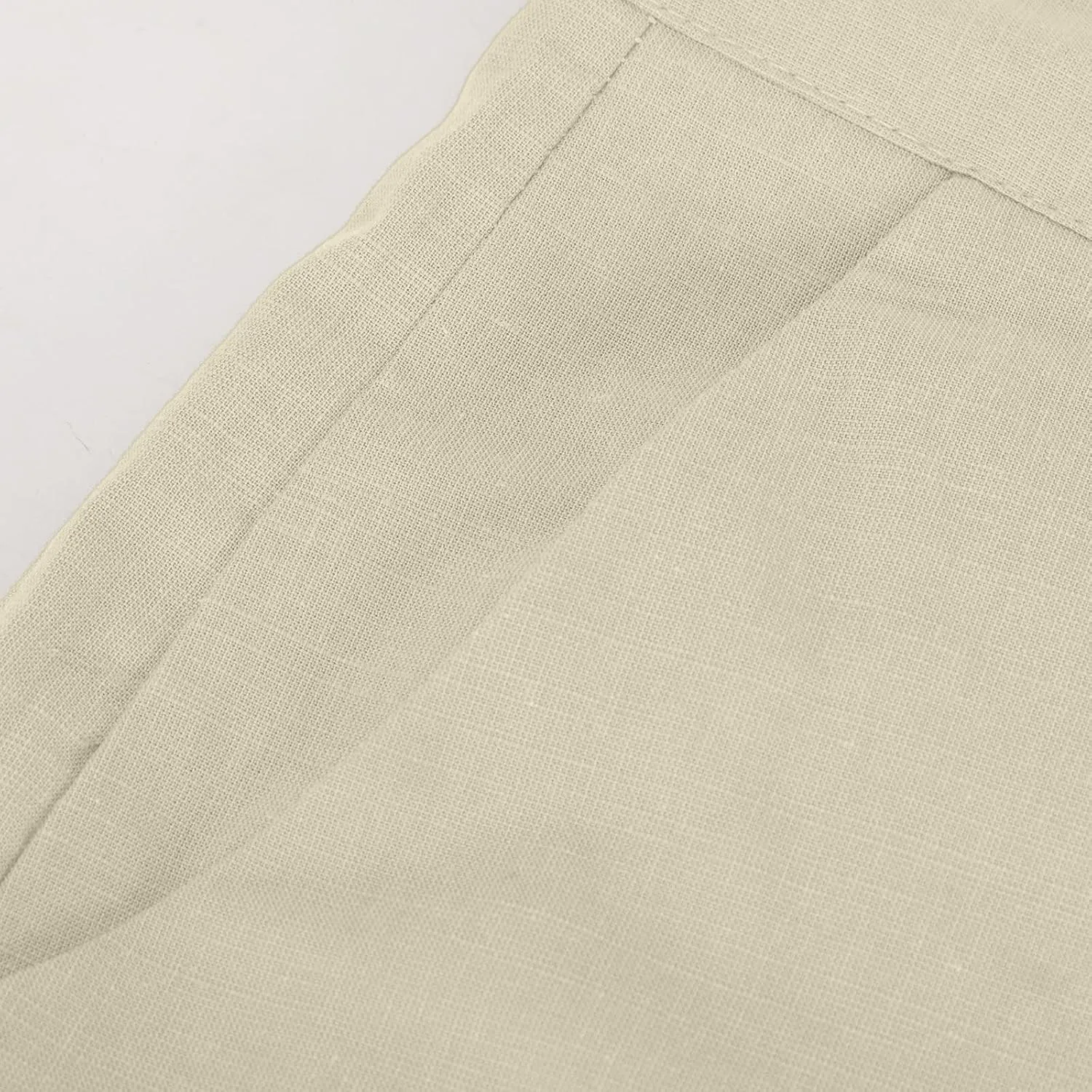 Lmdudan Men's Drawstring Loose Linen Beach Pants Lightweight Elastic Waist Yoga Lounge Straight Leg Trousers with Pockets