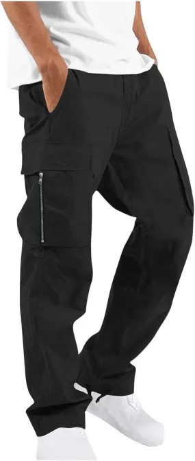 Men's Cargo Joggers Sweatpants Casual Drawstring Elastic Waist Gym Athletic Baggy Sweat Pants for Men with Pockets
