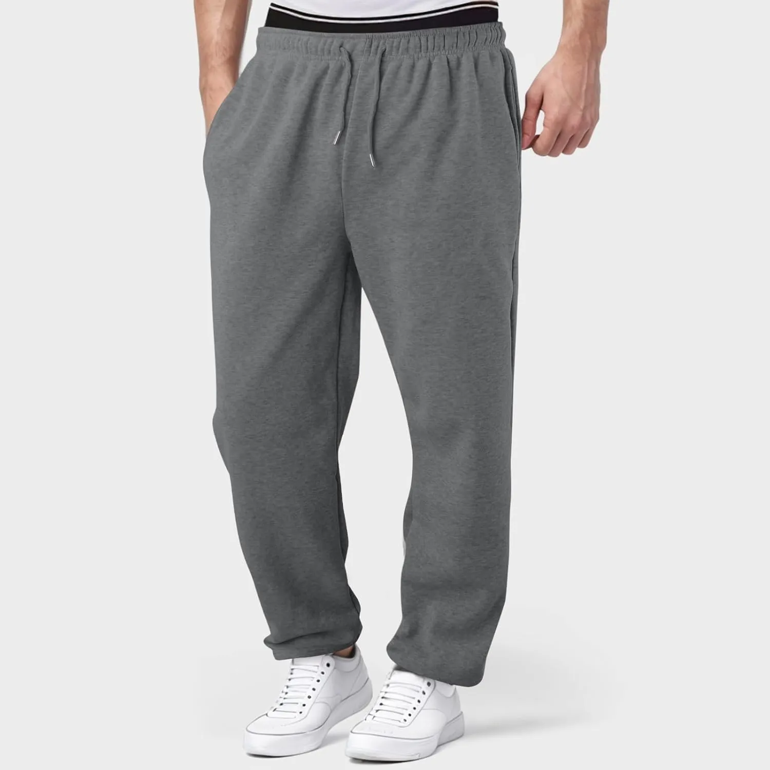 Mens Sweatpants with Pockets Mens Workout Jogger Drawsting Elastic aist Sweatpants Lightweight Solid Color Running Pants
