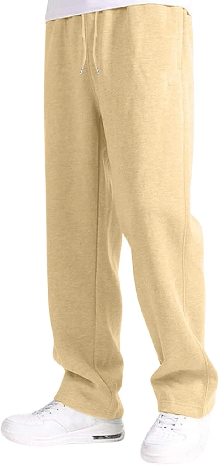 Mens Sweatpants with Pockets Mens Workout Jogger Drawsting Elastic aist Sweatpants Lightweight Solid Color Running Pants