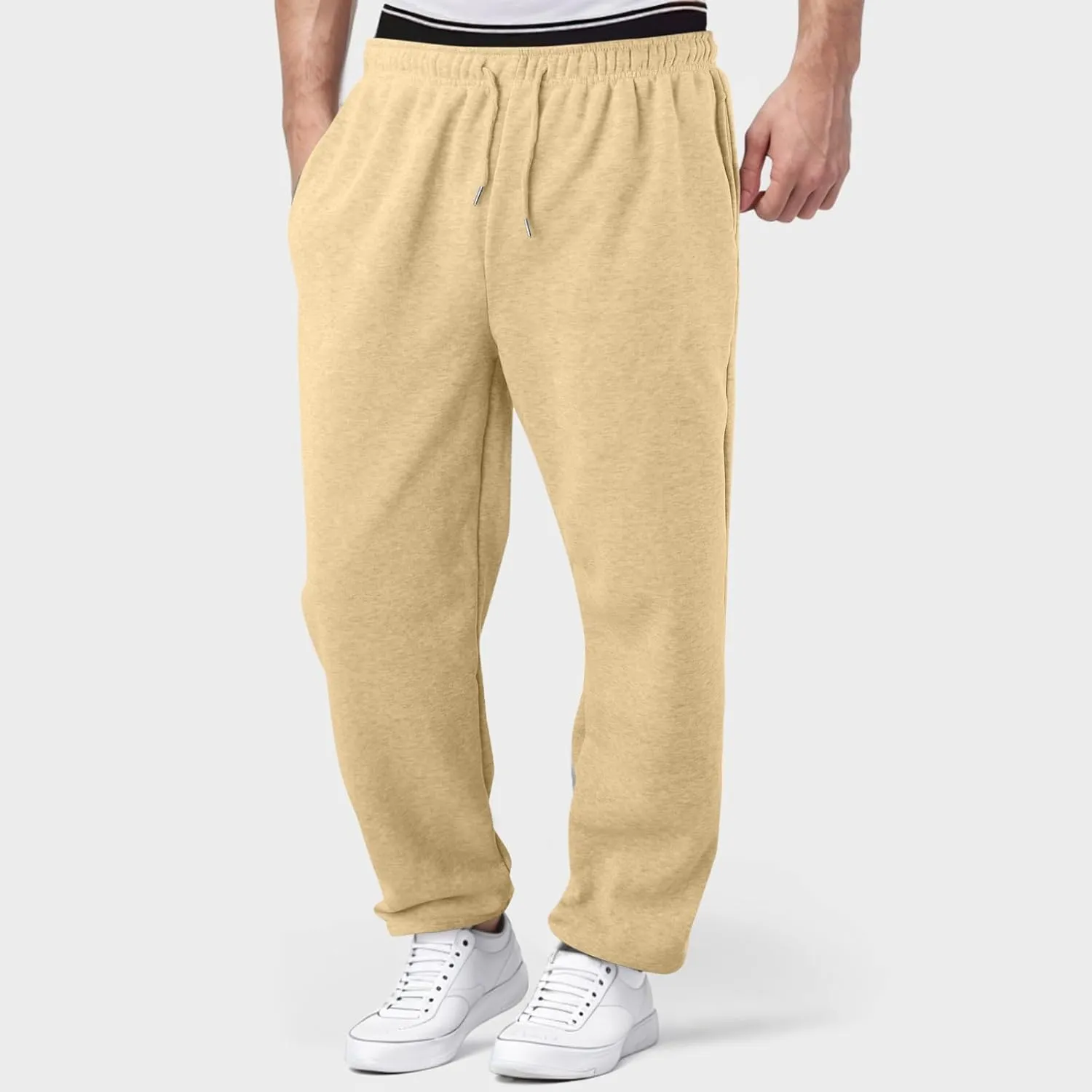 Mens Sweatpants with Pockets Mens Workout Jogger Drawsting Elastic aist Sweatpants Lightweight Solid Color Running Pants