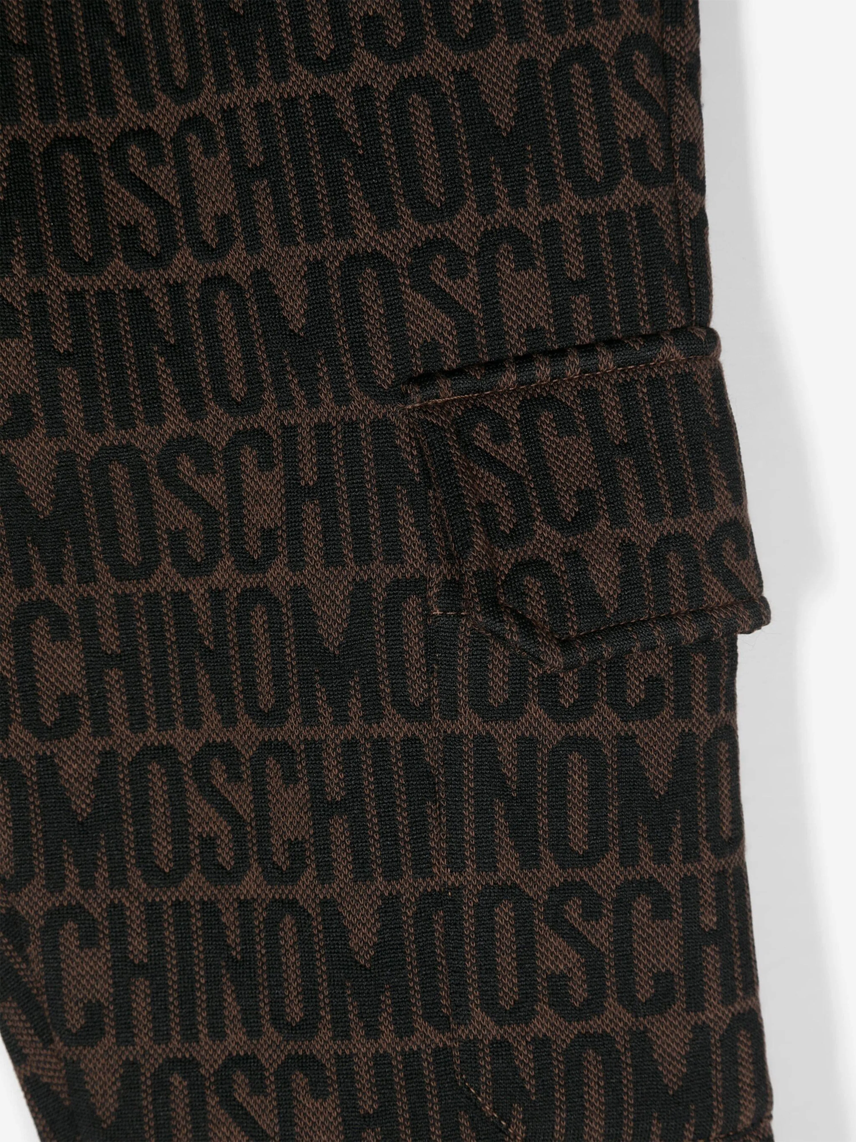 Moschino Kids All Over Logo Joggers in Brown