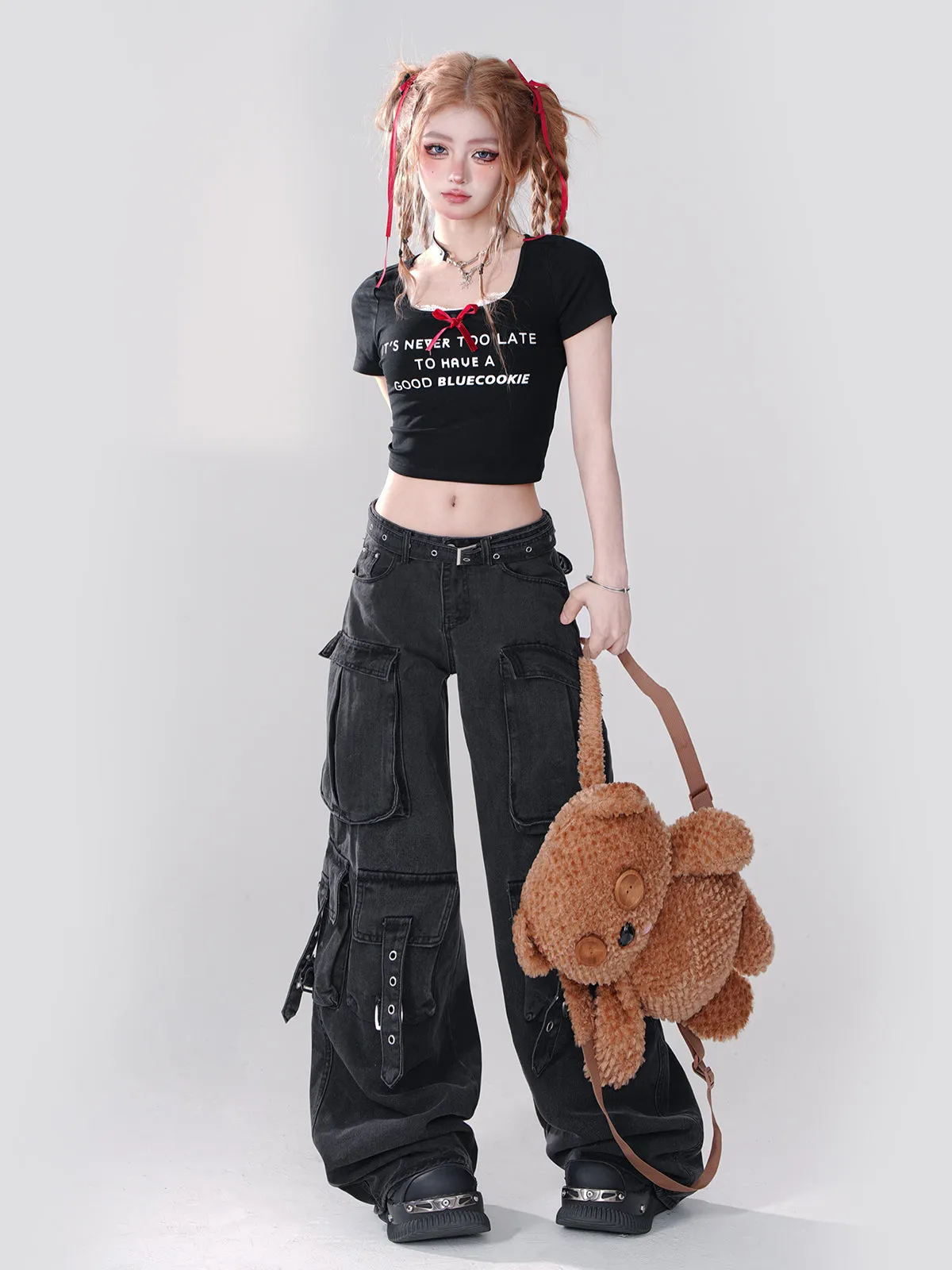Ribbon Black Generation Cropped Logo First T-Shirt