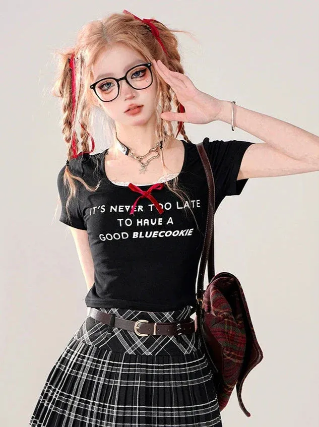 Ribbon Black Generation Cropped Logo First T-Shirt