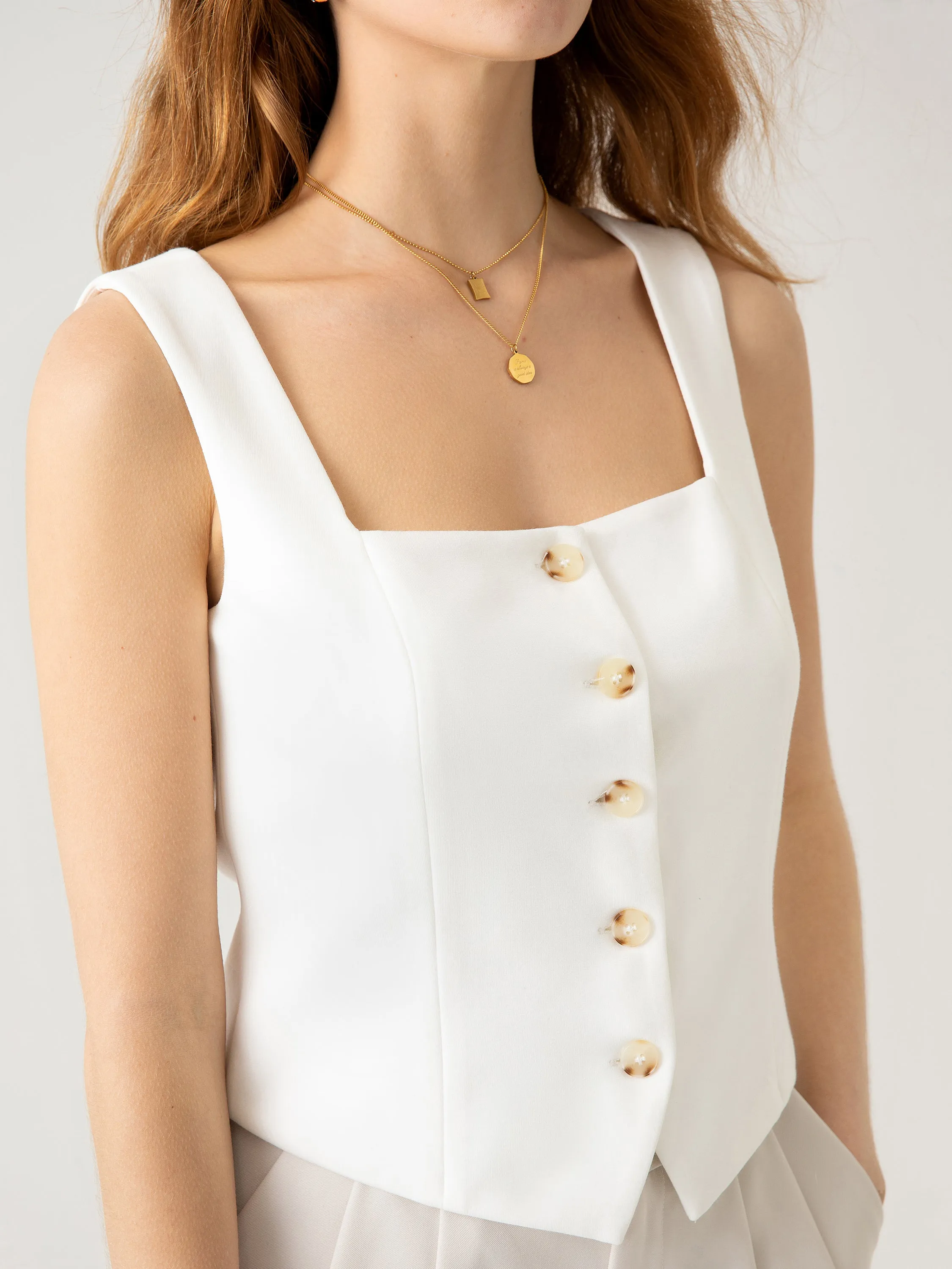 Square Neck Cropped Waistcoat