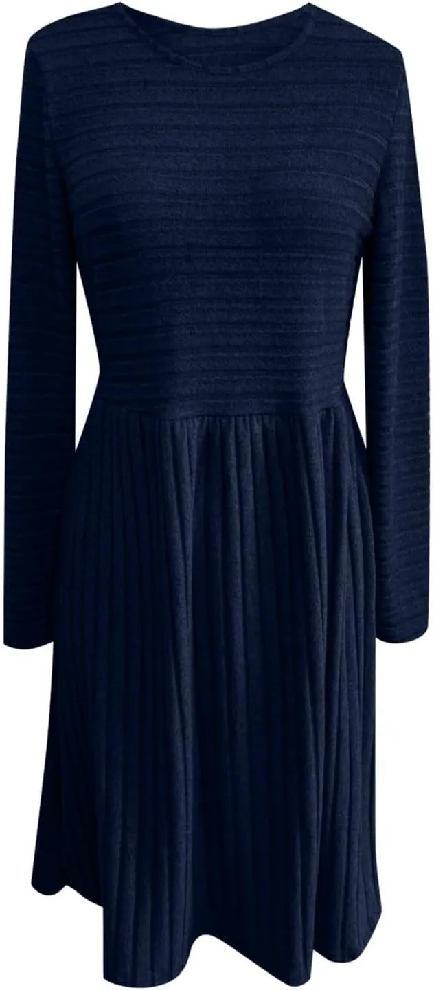 Tea Party Dresses for Woman Petite Classy Long Sleeve Elastic Waist Spring Wedding Guest Dress Homecoming Sweater Sundress