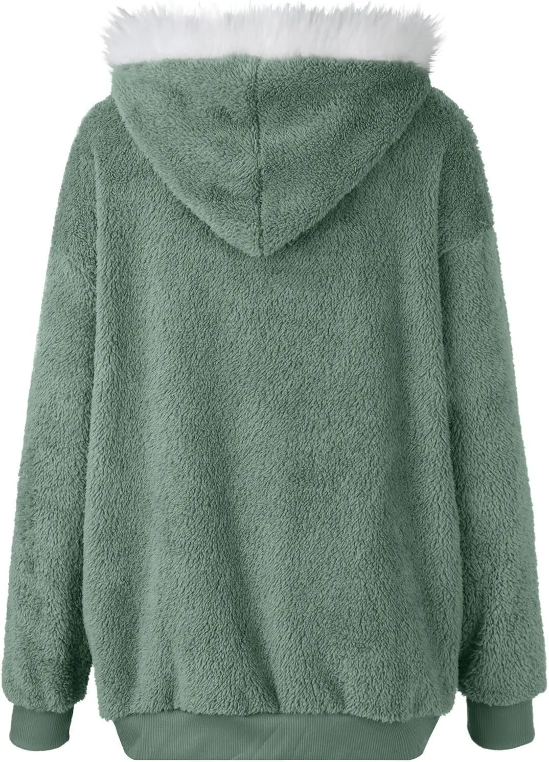 Winter Jackets for Women Full Zip Up Fuzzy Fleece Jacket Hooded Color Block Patchwork Cardigan Coats with Pockets