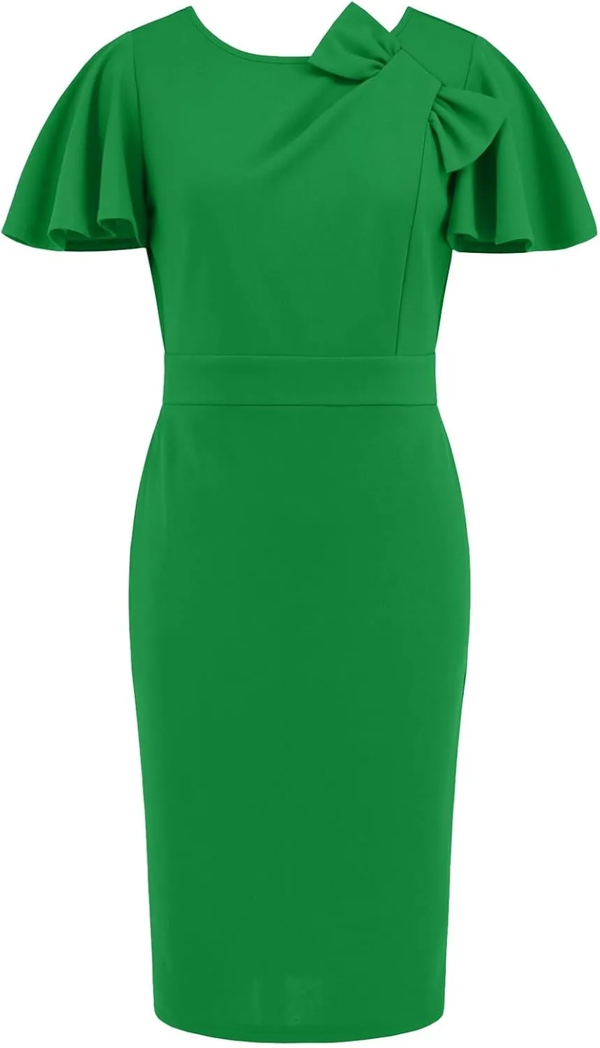 Womens Formal Dresses Classy Bow Flutter Sleeve Empire Waist Wrap Prom Dress Wedding Classy Sundresses for Women Over 50