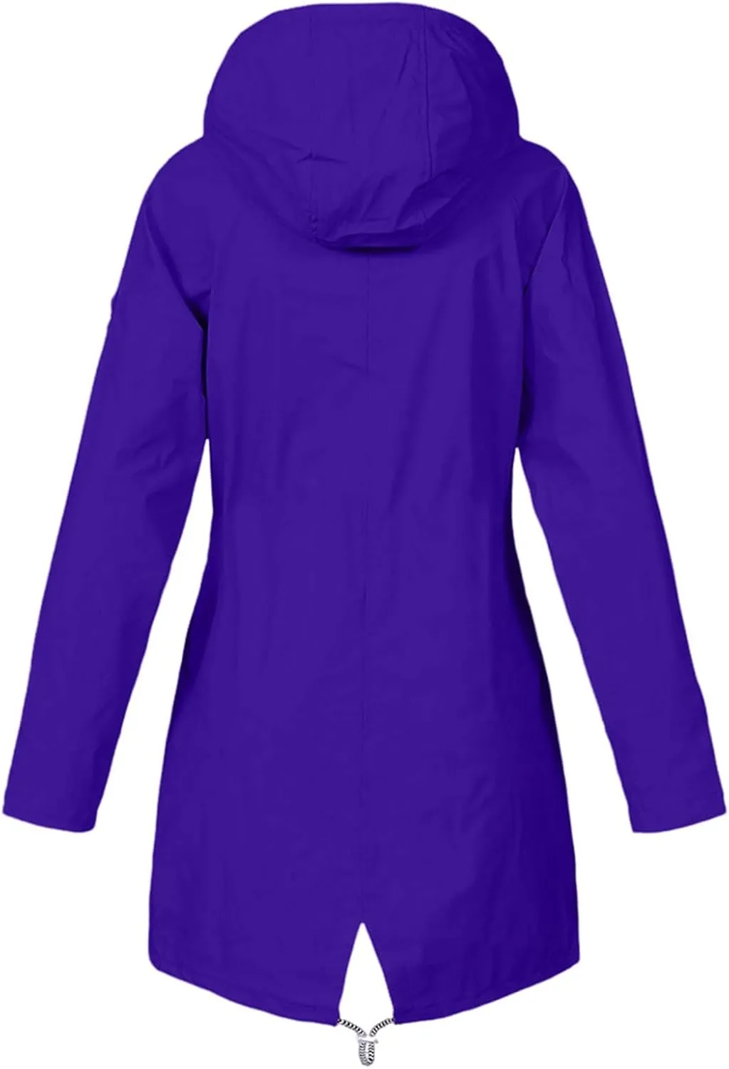 Womens Jackets Long Sleeve Mid-Length Full Zip Casual Hooded Jacket Waterproof Windproof Outdoor Coats with Pockets