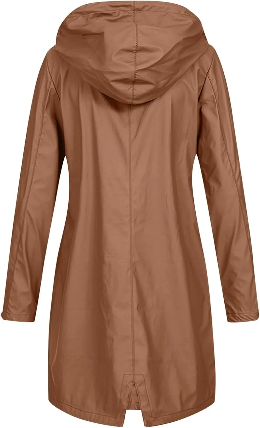 Women's Long Raincoat Jacket Solid Color Zipper Down Windproof Hooded Jackets Outdoor Lightweight Oversized Coats