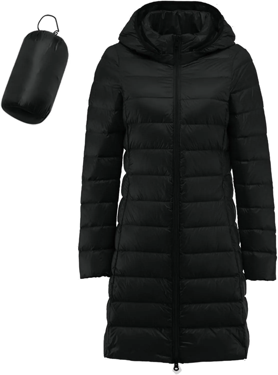 Womens Puffer Coat Lightweight Long Down Jacket Winter Warm Packable Hooded Jacket Short Duck Down Coat Outwear
