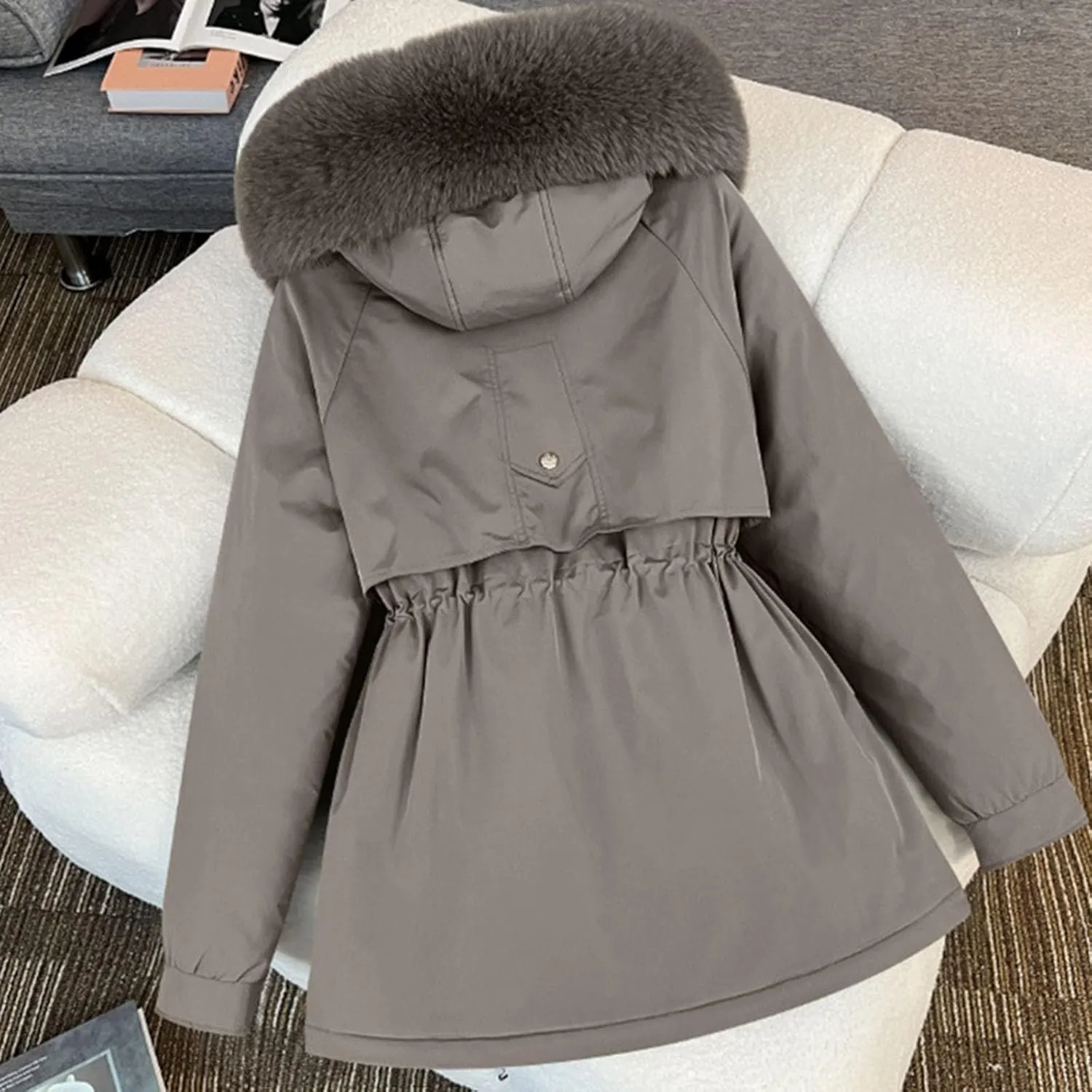 Women's Waterproof Long Winter Coat Thickened Down Alternative Jacket Warm Puffer Jacket Parka