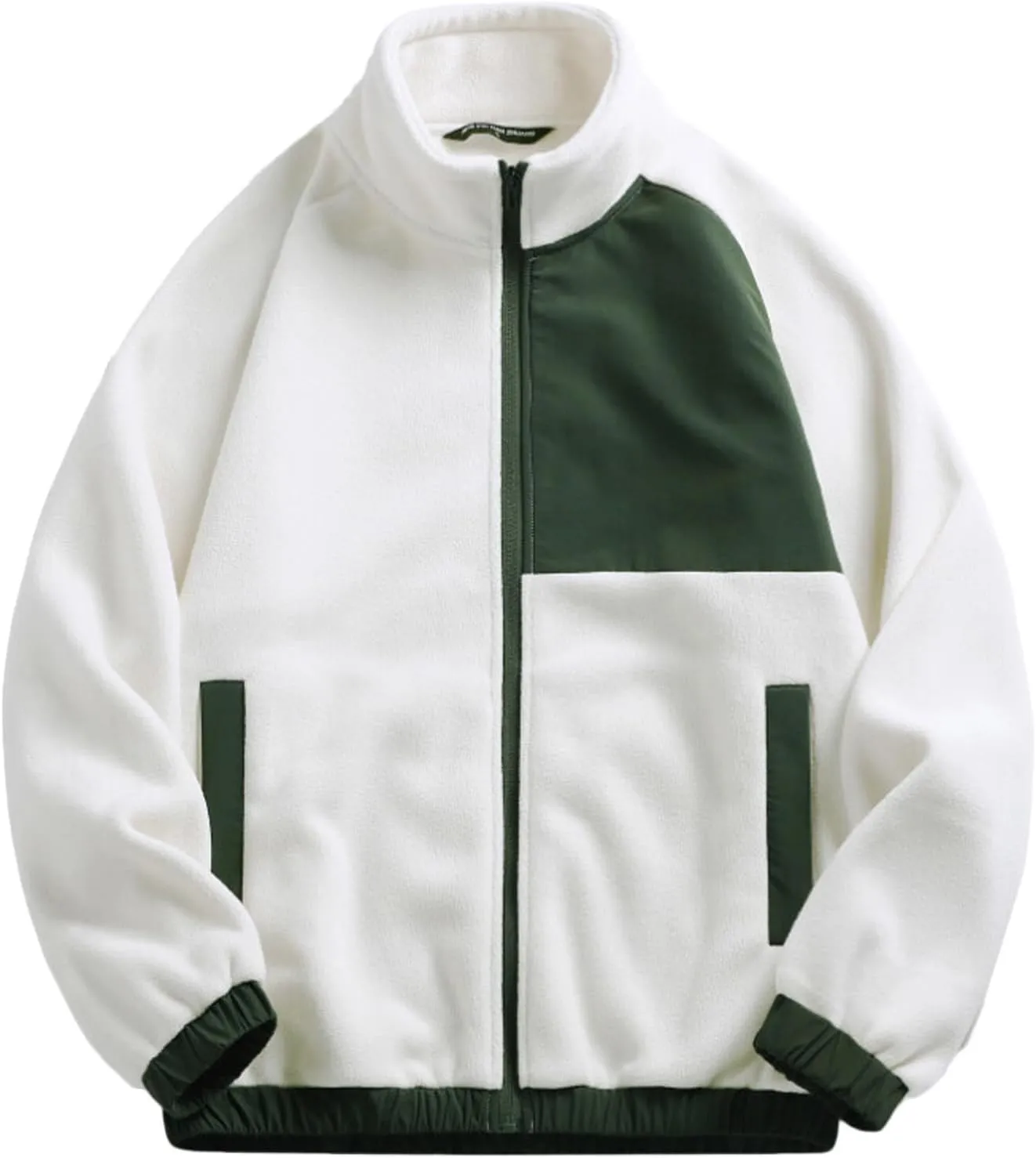 Zeiyignr Men’s Fuzzy Sherpa Bomber Jacket Motorcycle Jackets Varsity Jacket Colorblock Patchwork Jacket Warm Full Zip Up Coat