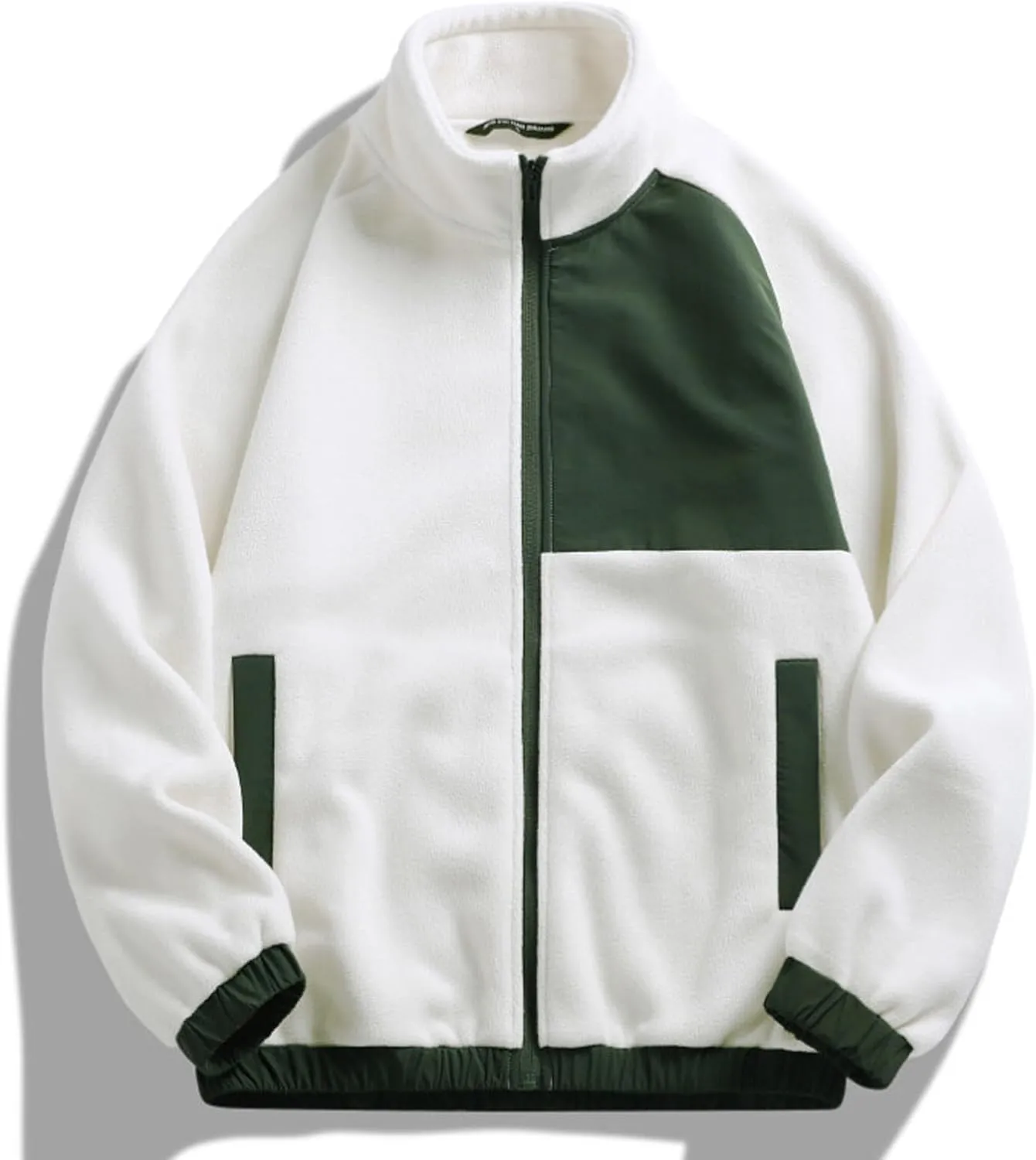 Zeiyignr Men’s Fuzzy Sherpa Bomber Jacket Motorcycle Jackets Varsity Jacket Colorblock Patchwork Jacket Warm Full Zip Up Coat