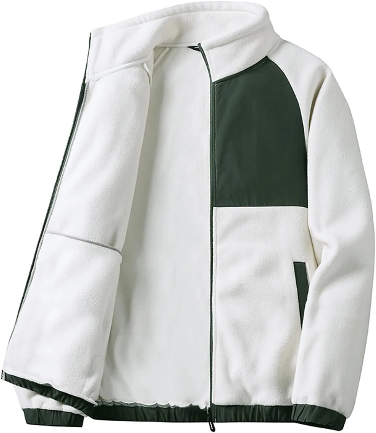 Zeiyignr Men’s Fuzzy Sherpa Bomber Jacket Motorcycle Jackets Varsity Jacket Colorblock Patchwork Jacket Warm Full Zip Up Coat